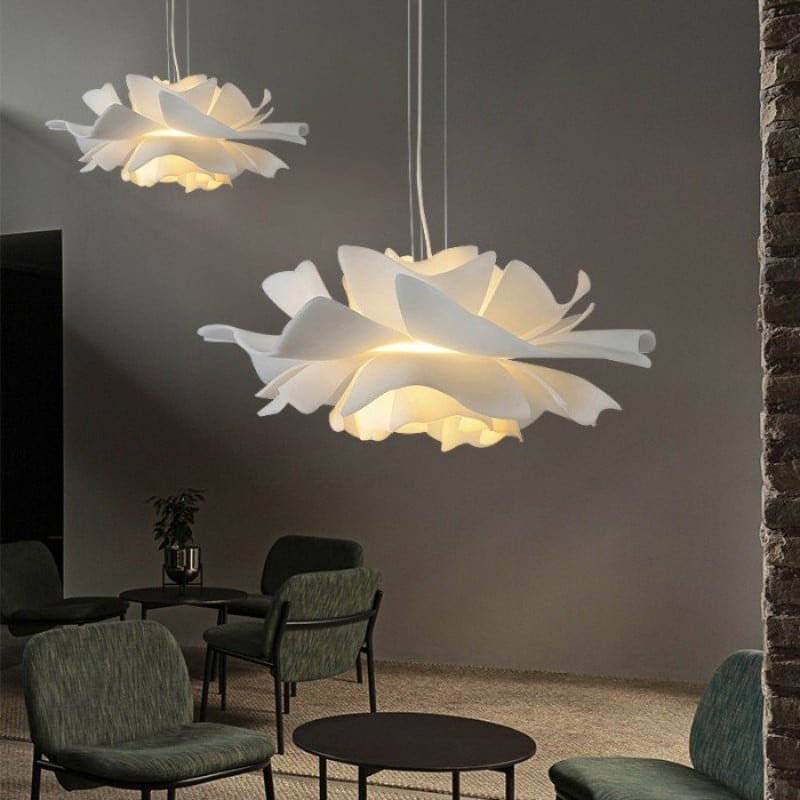 Nordic White Lotus Flower Pendant Light S30