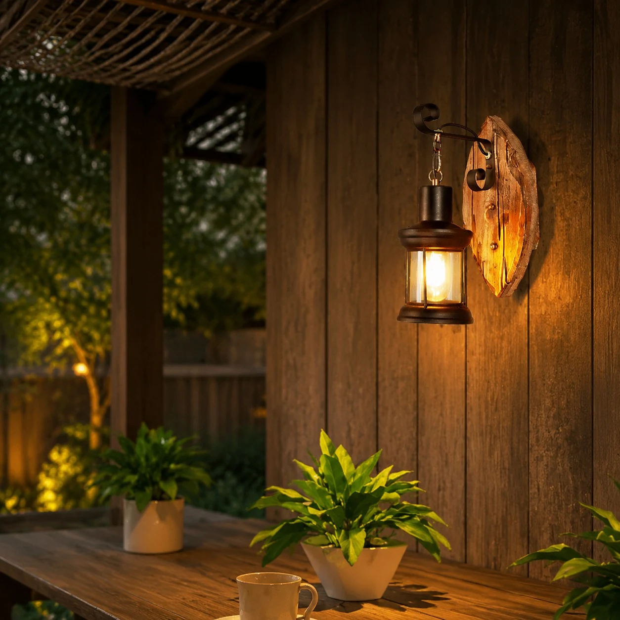 Outdoor Timber Lantern Scene