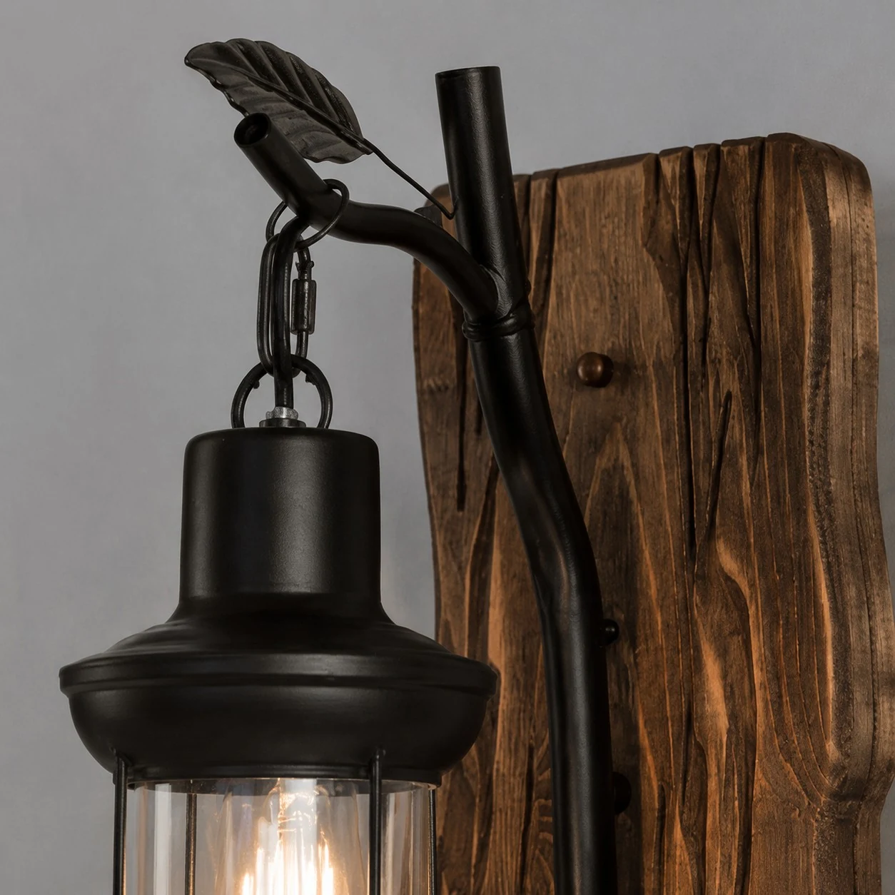 Driftwood and Metal Lantern Detail