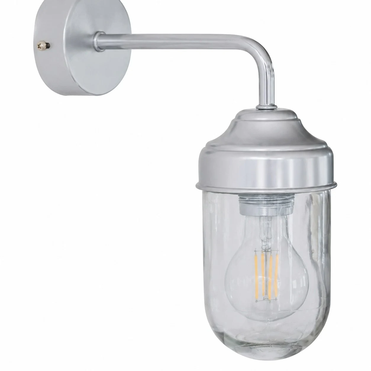Full product view of aluminum glass wall sconce