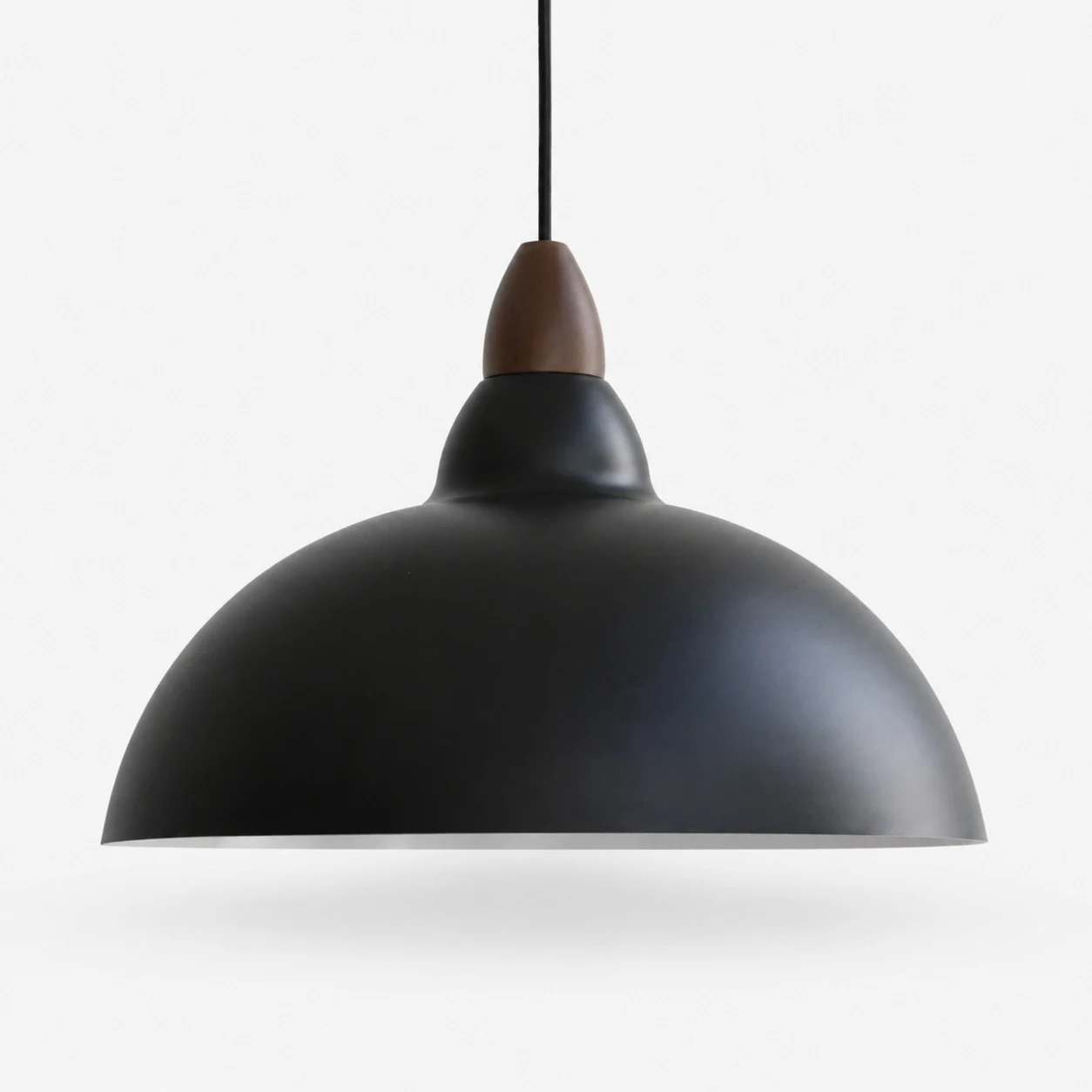 black 35 cm / 13.8 in pendant light on white background
