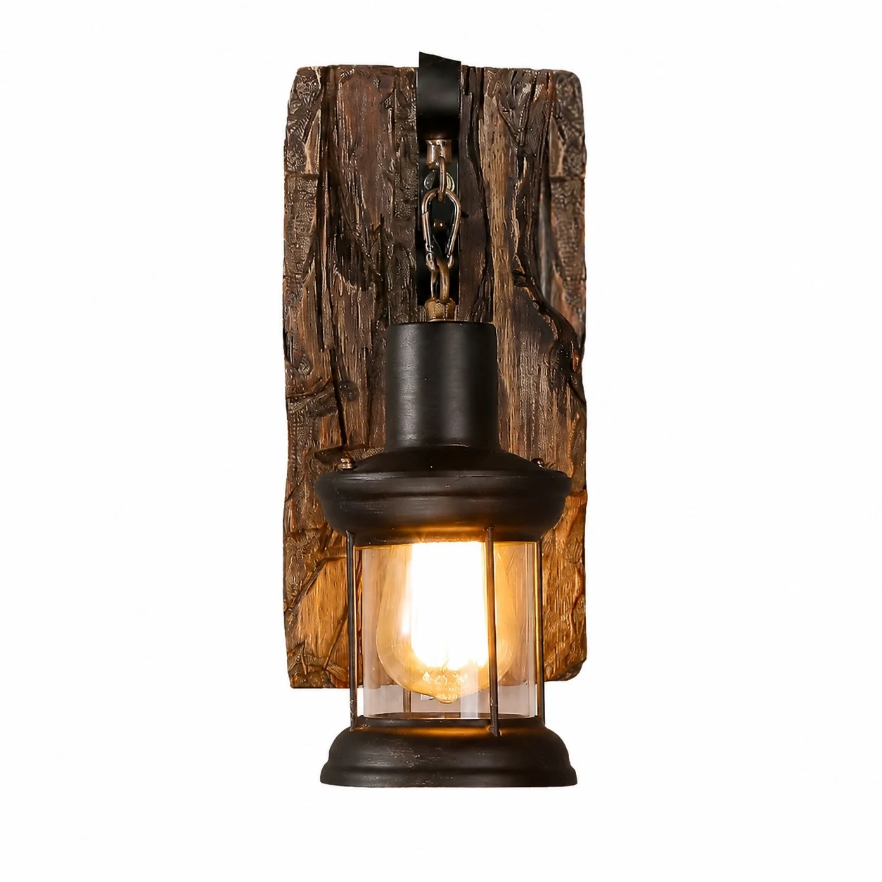 Vertical Driftwood Lantern Sconce
