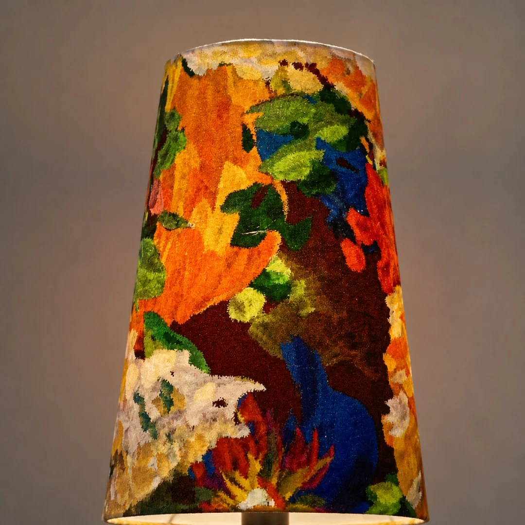 floral fabric shade detail