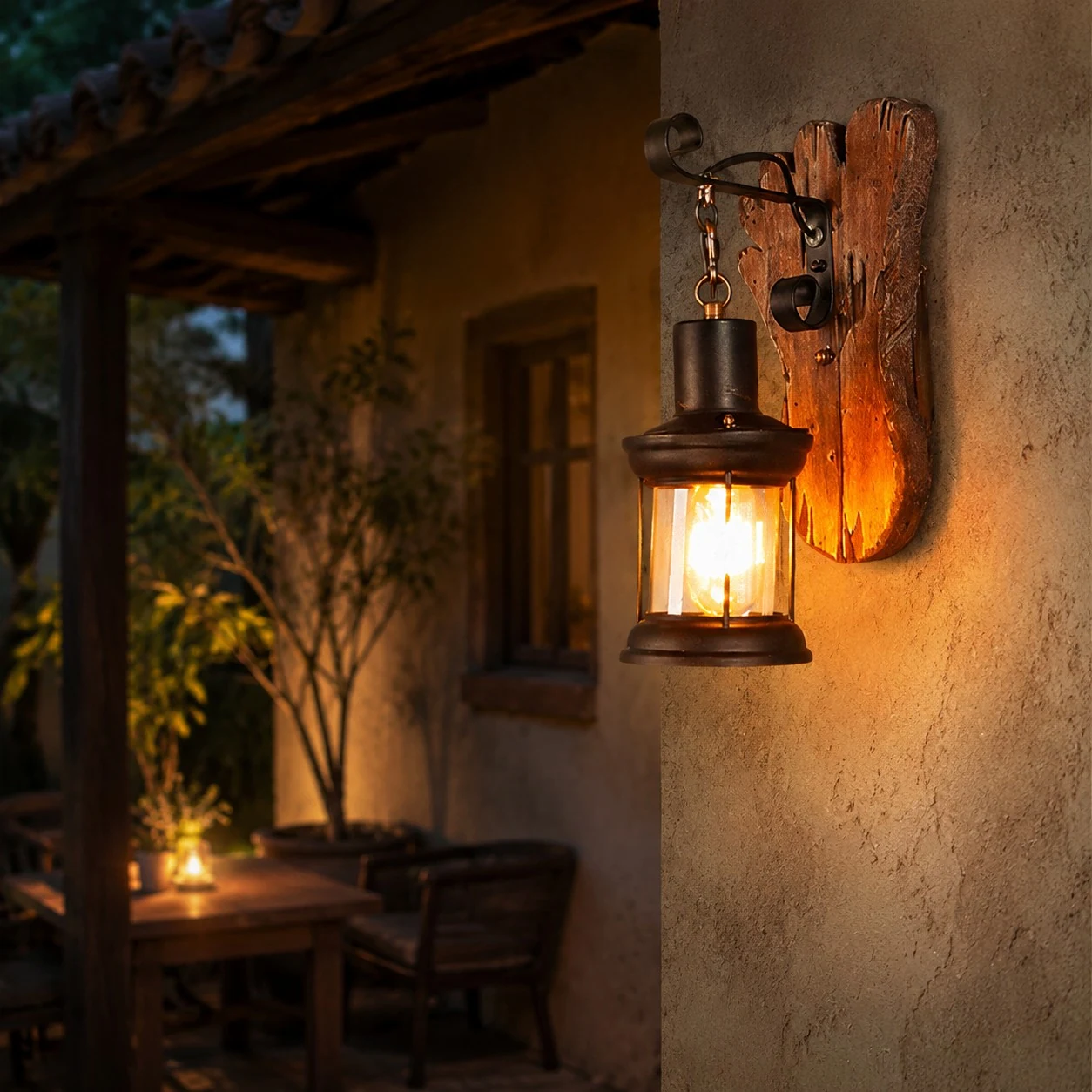 Exterior Stone Wall Lighting Scene