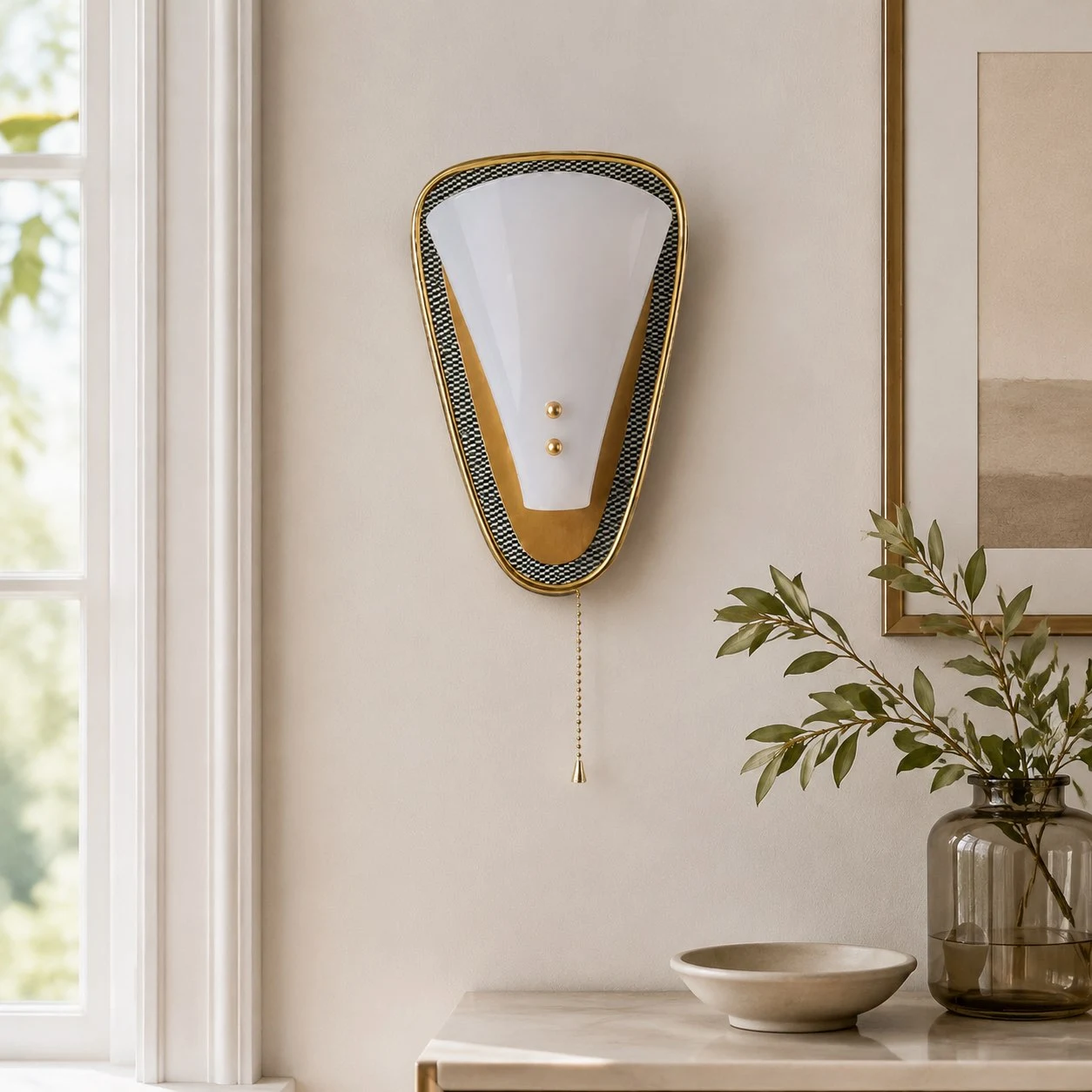 Vintage French pull-chain wall sconce