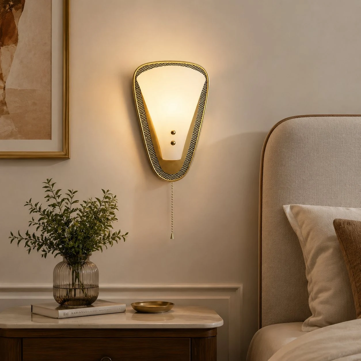 Vintage French pull-chain wall sconce
