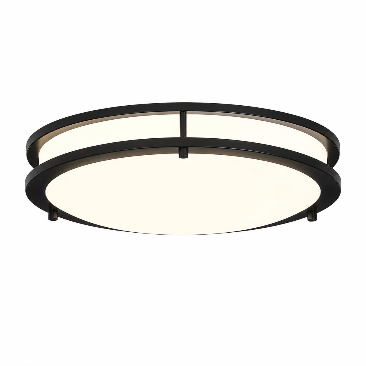 Matte black 40 cm Bauhaus eye-care LED ceiling light, three-color light