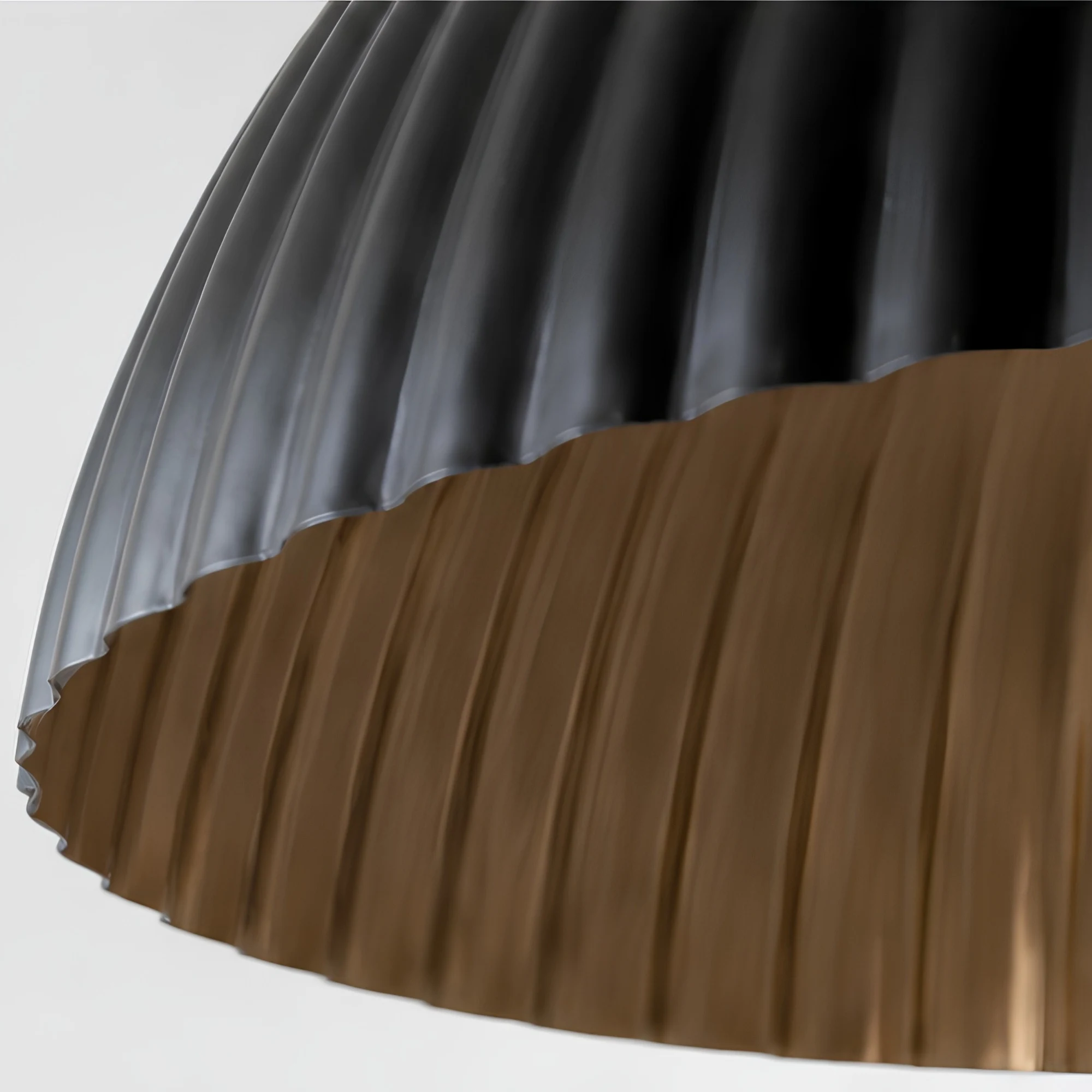 Gold lined ribbed metal shade edge detail