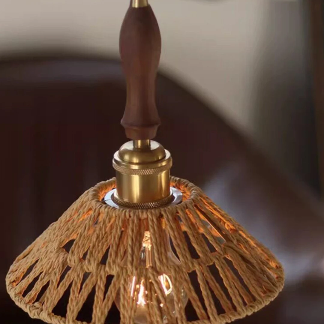 Walnut handle brass fitting detail