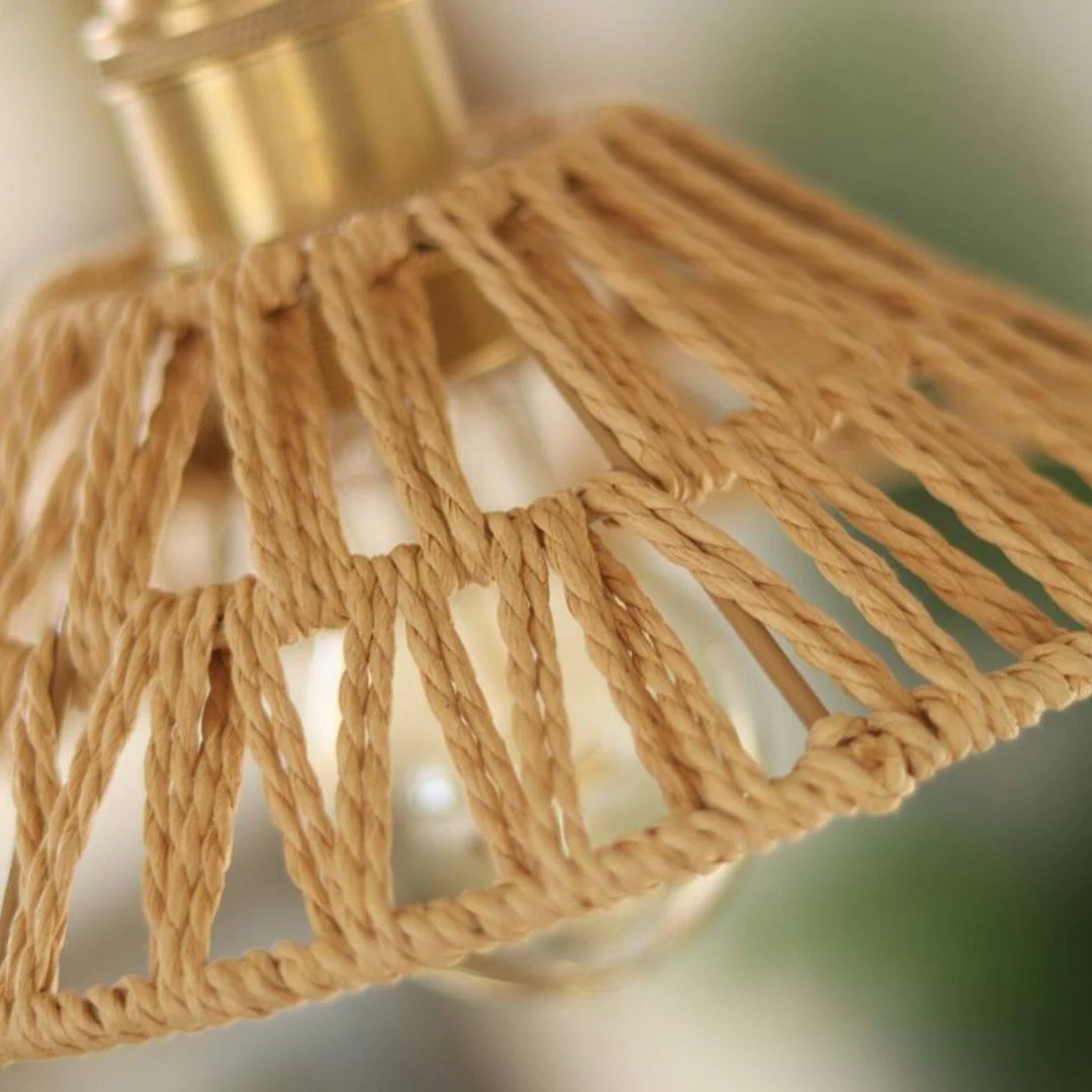 Close detail of rattan shade weave