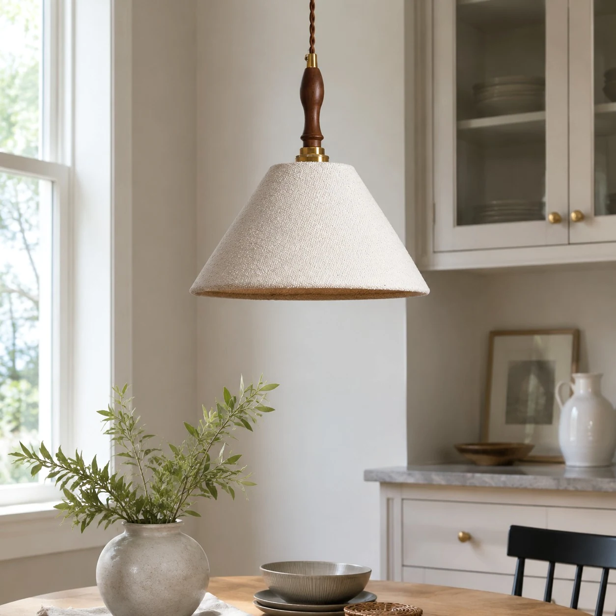 Bright kitchen and dining pendant scene