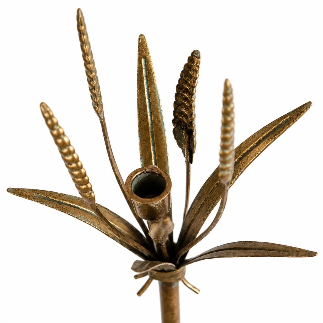 Vintage Brass Wheat Floor Candle Holder